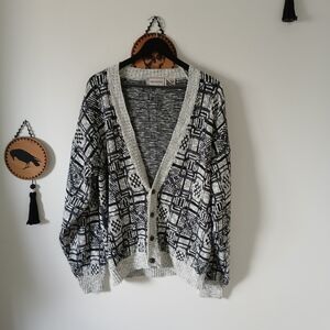 Vintage Black and Gray Grandpa Knit Cardigan Sweater Cricketeer